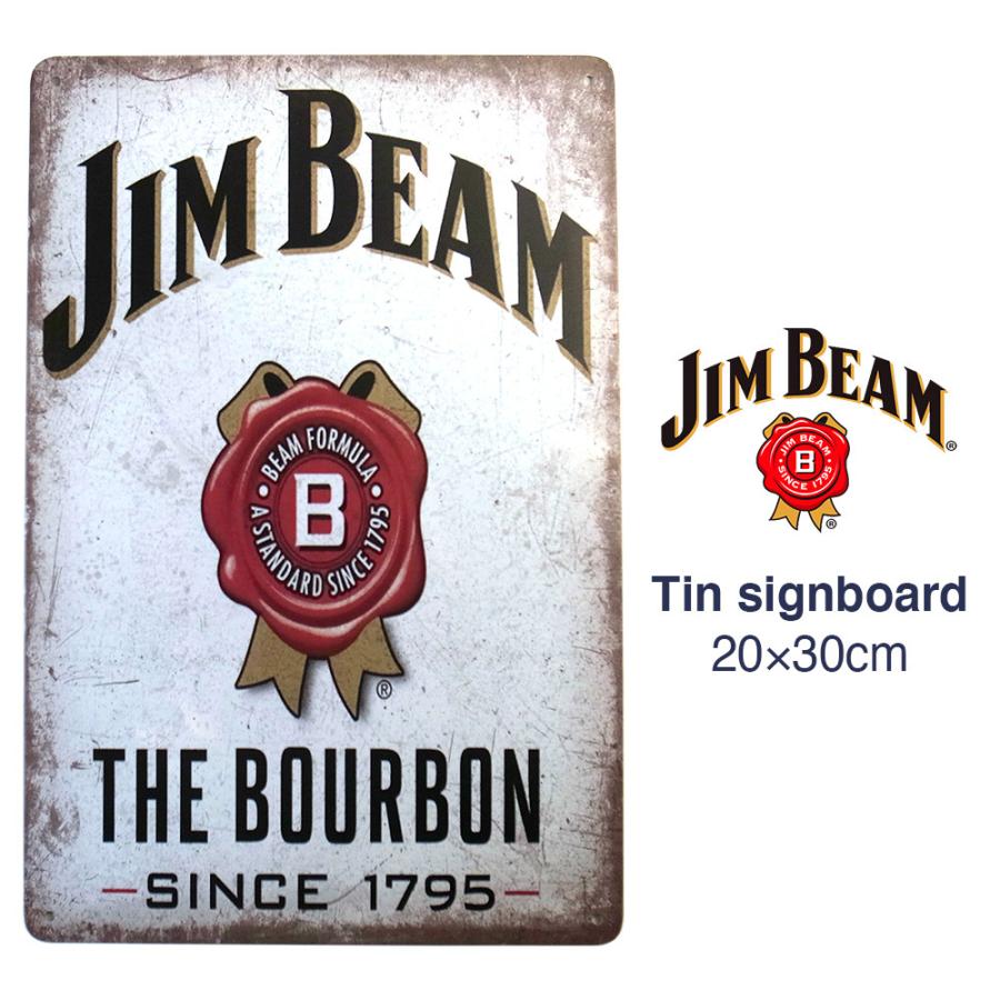 JIM BEAM ジムビーム ブリキ看板 海外並行輸入正規品 20cm×30cm アメリカン雑貨 ウィスキー バー 2021年レディースファッション福袋 サインボード ハイボール サインプレート バーボン