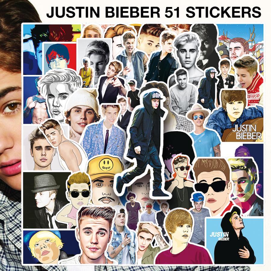 ジャスティン・ビーバー ステッカー 51枚セット PVC 防水 シール