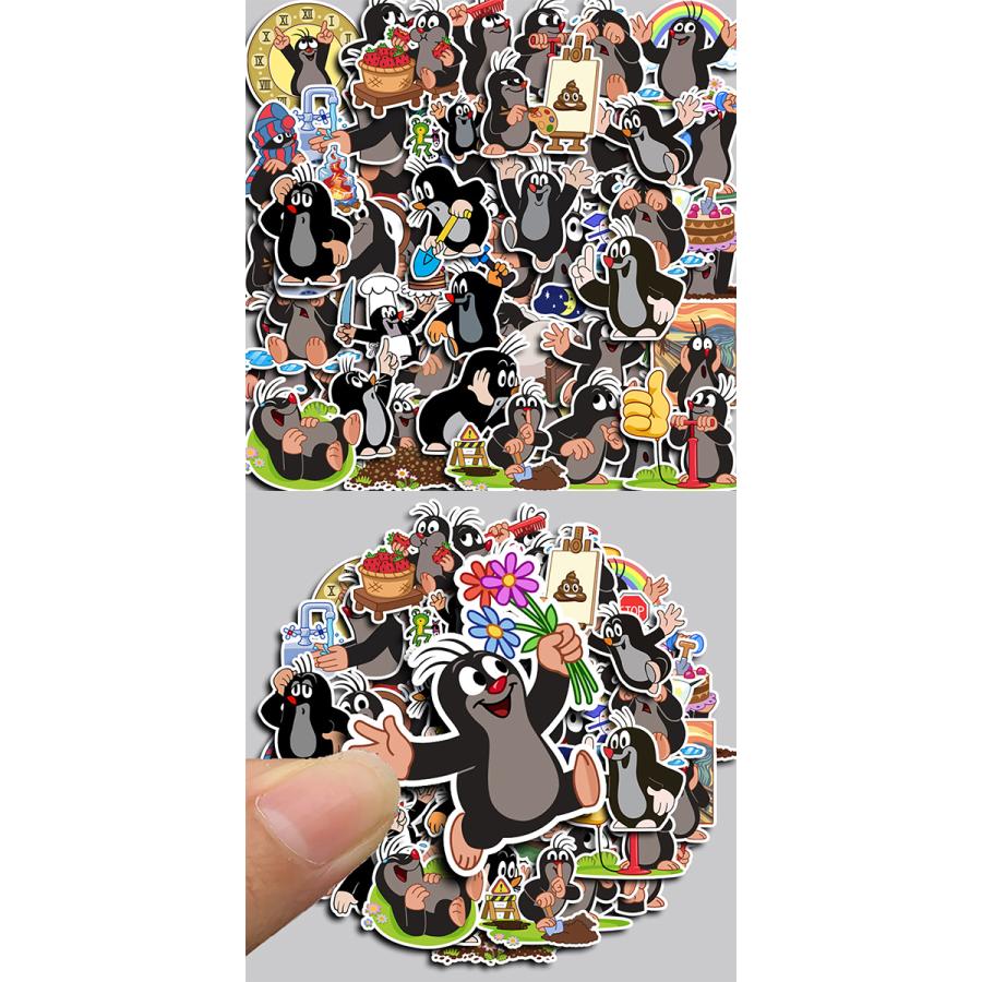 もぐらのクルテク ステッカー 40枚セット PVC 防水 シール 大量 Krtek