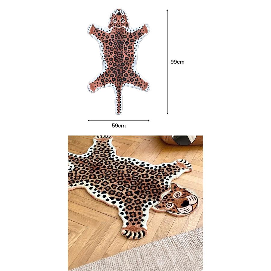 レオパード ラグマット 99×59cm ラグ 豹柄 ヒョウ柄 チベタンタイガー