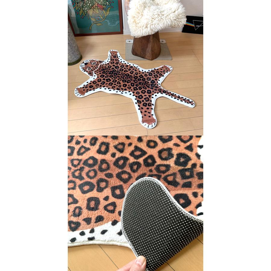 レオパード ラグマット 99×59cm ラグ 豹柄 ヒョウ柄 チベタンタイガー