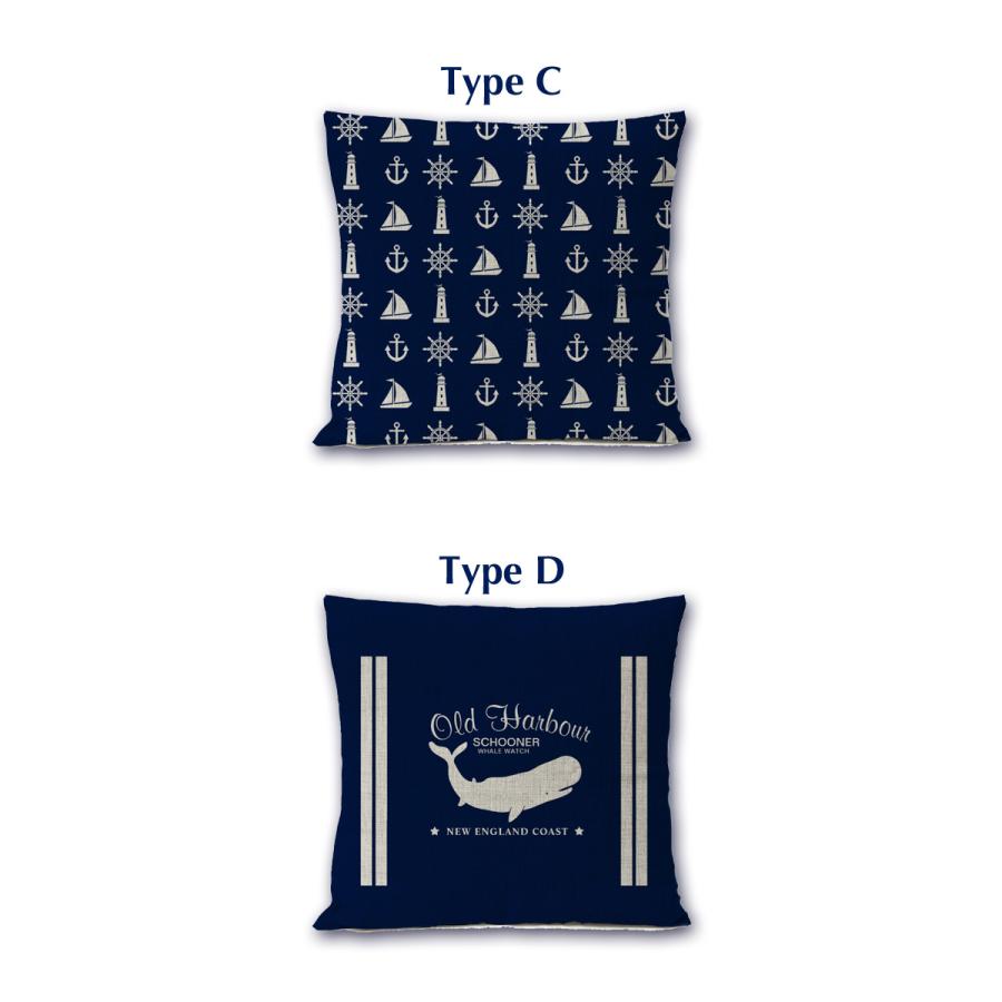 マリン柄 クッションカバー 45×45cm 全9種 コースタル マリーン NAVY