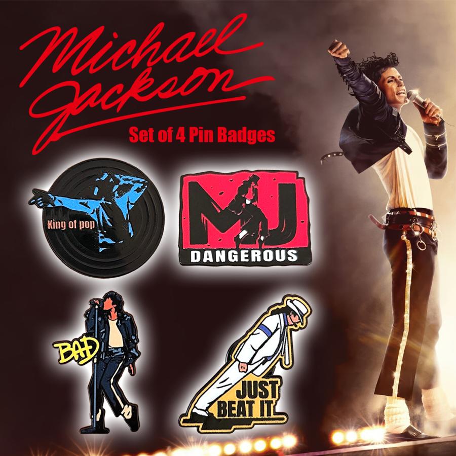 マイケル・ジャクソン ピンバッチ 4個セット Michael Jackson MJ
