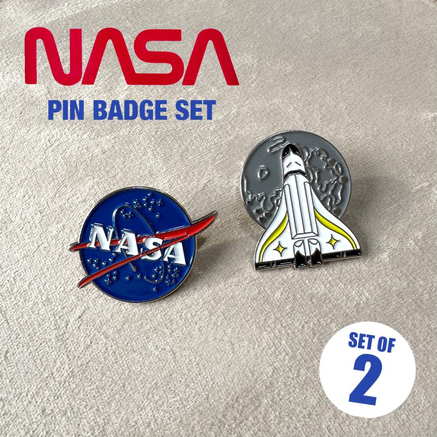 NASA スペースシャトル ピンバッチ 2個セット ピンズ UFO ロケット