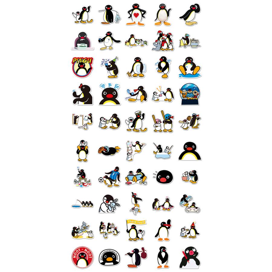 ピングー ステッカー 50枚セット PVC 防水 シール 大量 Pingu