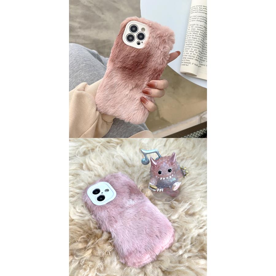SALE ふわふわ ファー iPhone16 ケース TPU ぬいぐるみ ラビットファー