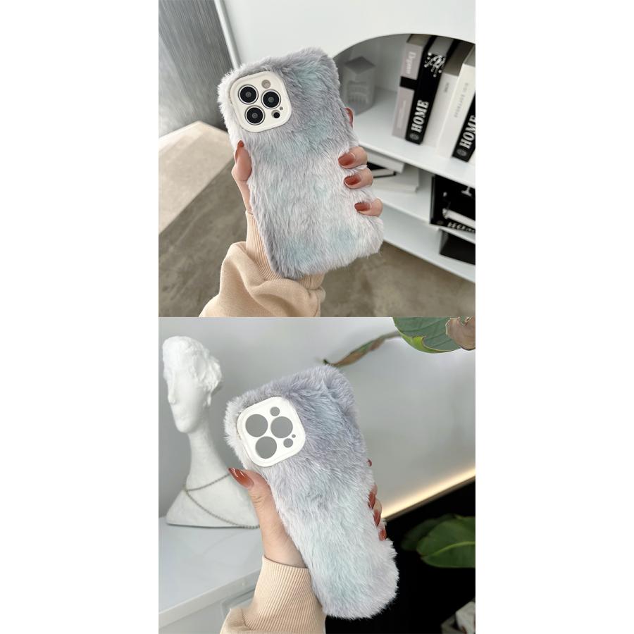 SALE ふわふわ ファー iPhone16 ケース TPU ぬいぐるみ ラビットファー