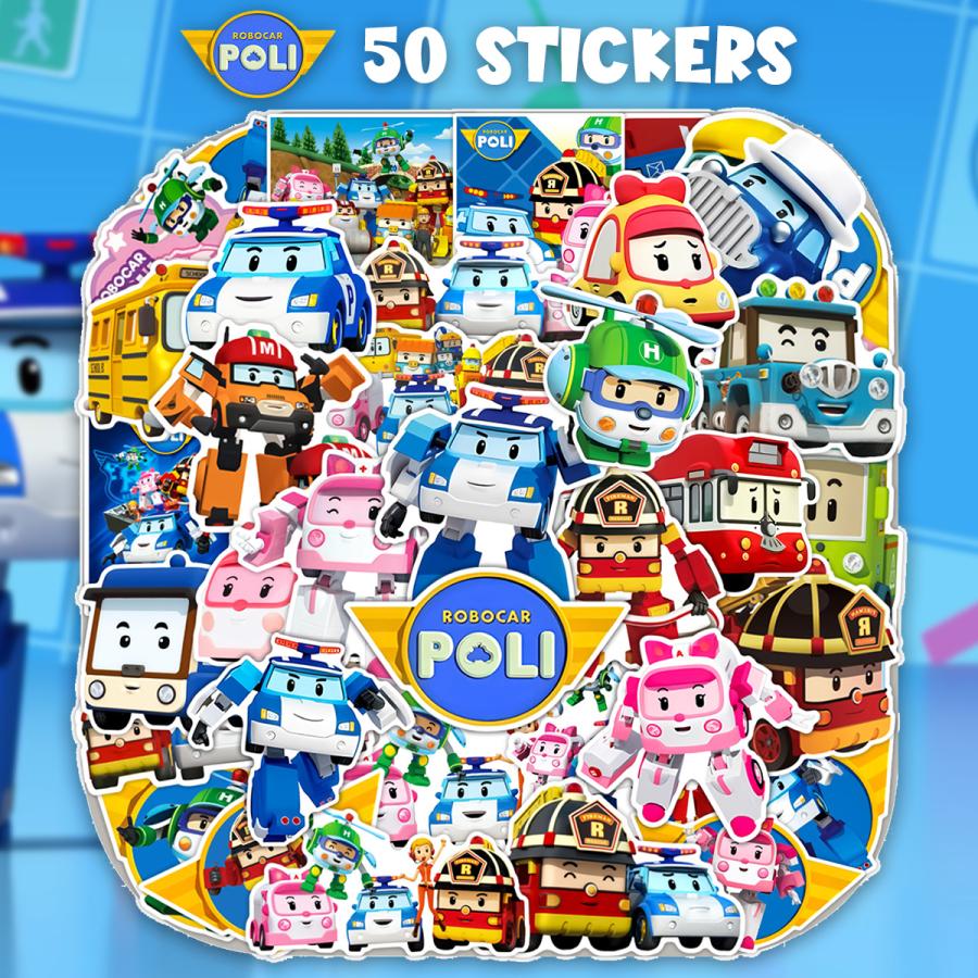 ロボカーポリー ステッカー 50枚セット Robocar Poli 韓国 雑貨 防水