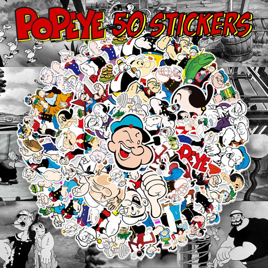 ポパイ ステッカー 50枚セット PVC 防水 シール POPEYE 水兵 船乗り 