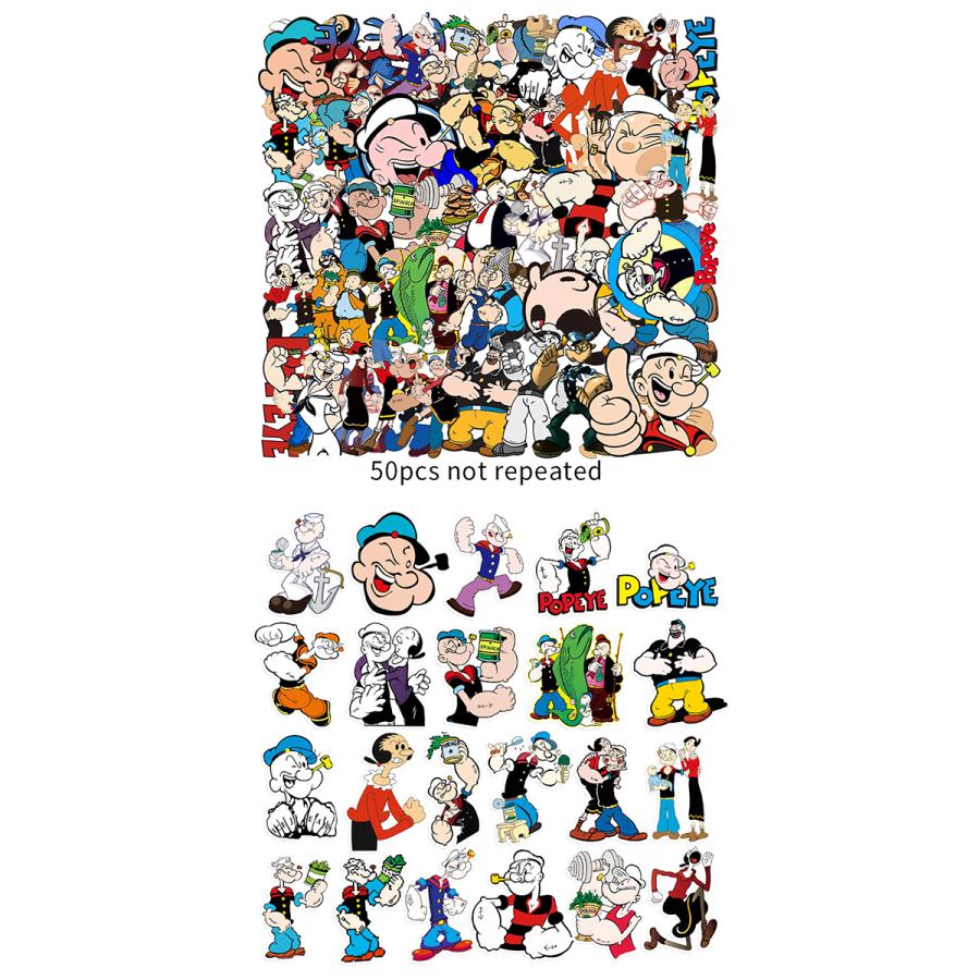 ポパイ ステッカー 50枚セット PVC 防水 シール POPEYE 水兵 船乗り