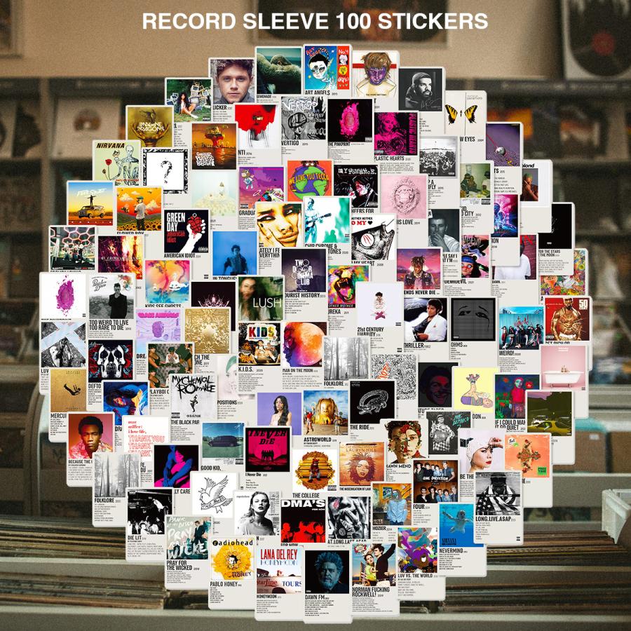 洋楽 アーティスト レコード スリーブ ステッカー 100枚セット PVC