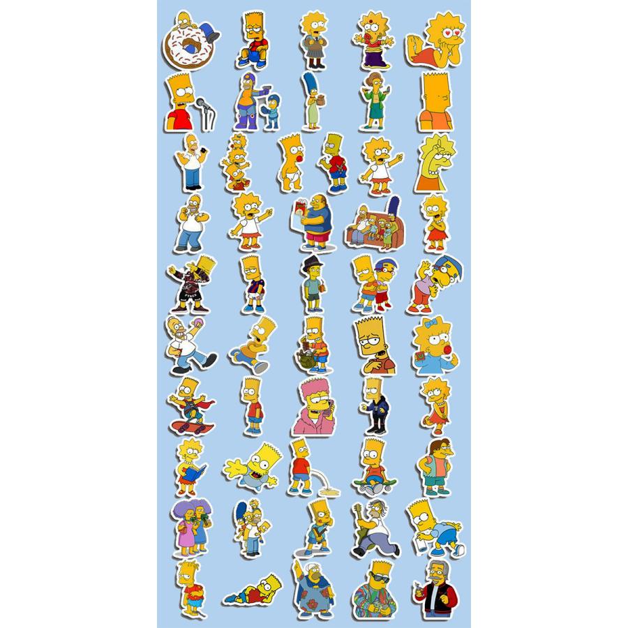 シンプソンズ ステッカー 50枚セット PVC 防水 シール 大量 the Simpsons アニメ キャラクター ホーマー バート スーツケース ノートパソコン｜lupo｜02