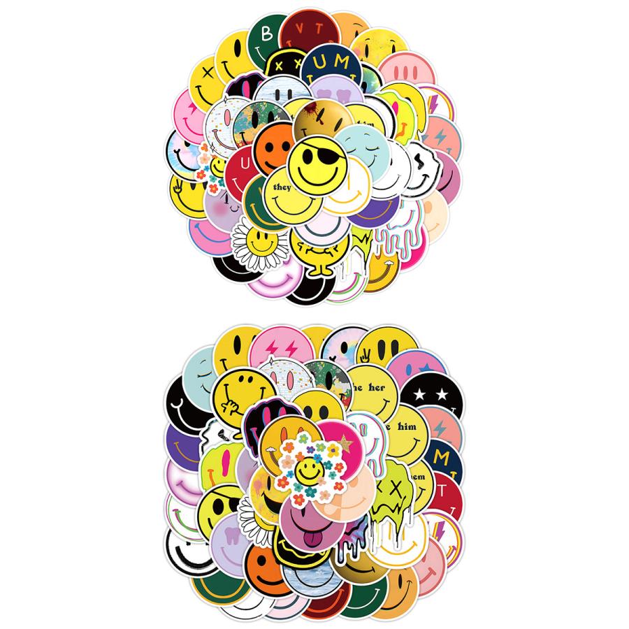 スマイル ステッカー 50枚セット PVC 防水 シール Smile スマイリー