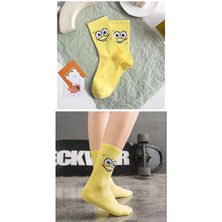 supreme✖️スポンジボブ ソックス スポンジボブ ソックス 5足セット コットン くつ下 靴下 Spongebob