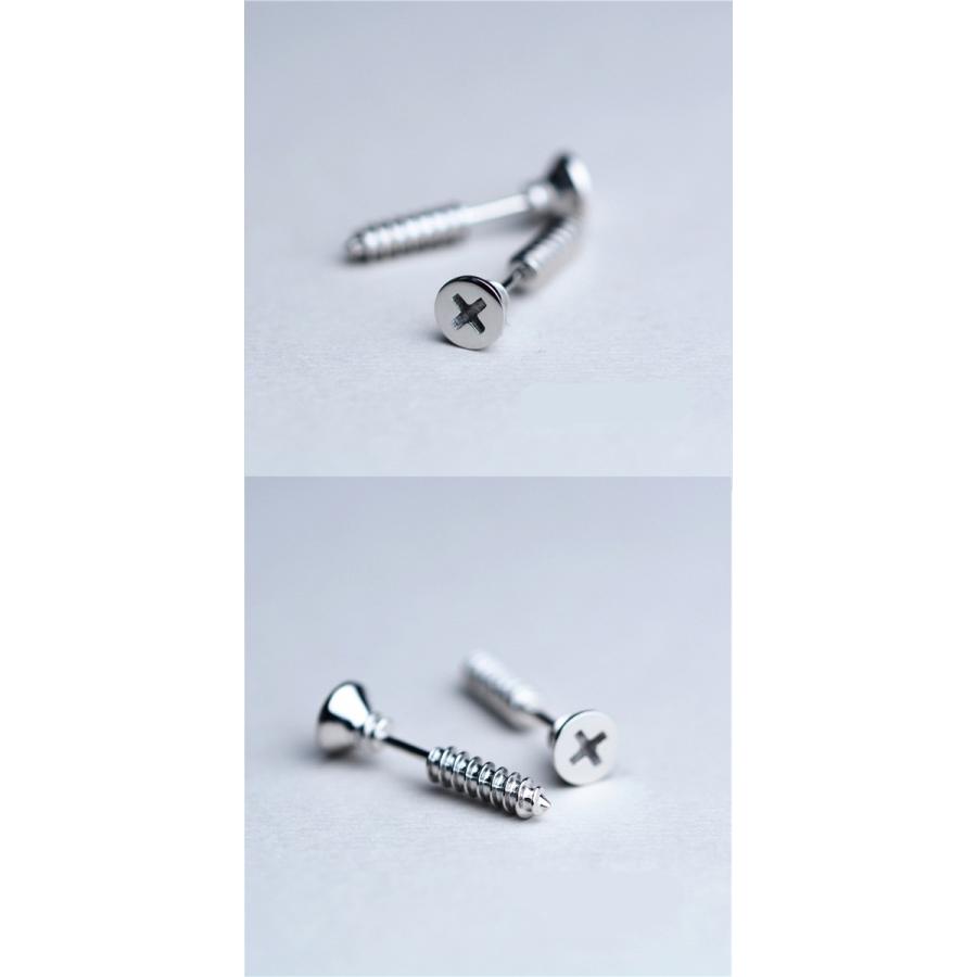 メンズ モチーフ ピアス 2個セット サンダー スクリュー ネジ Fuck you