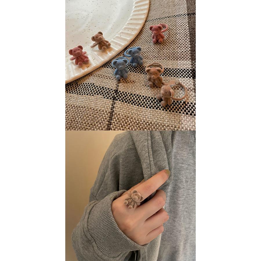 フロッキー テディベア&リボン リング 指輪 クマ くま リボン シルバー