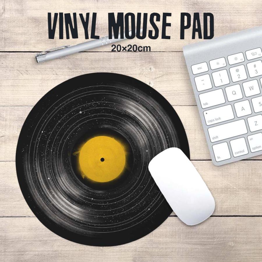 Vinyl レコード ノンスリップラウンド マウスパッド 22×22cm マウス