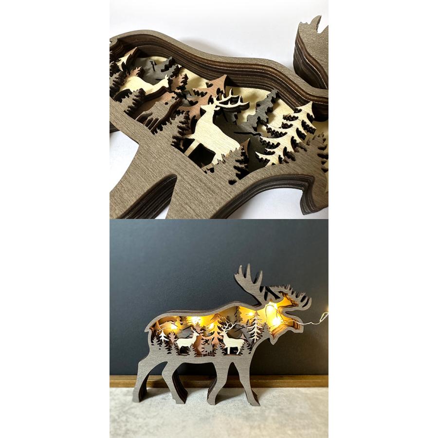 木製 動物の置物 多層彫り クマの置物 鹿 シカ 木彫りの熊 熊の置物 木製の動物オブジェ アニマル  オーナメント フィギュア オブジェ｜lupo｜10
