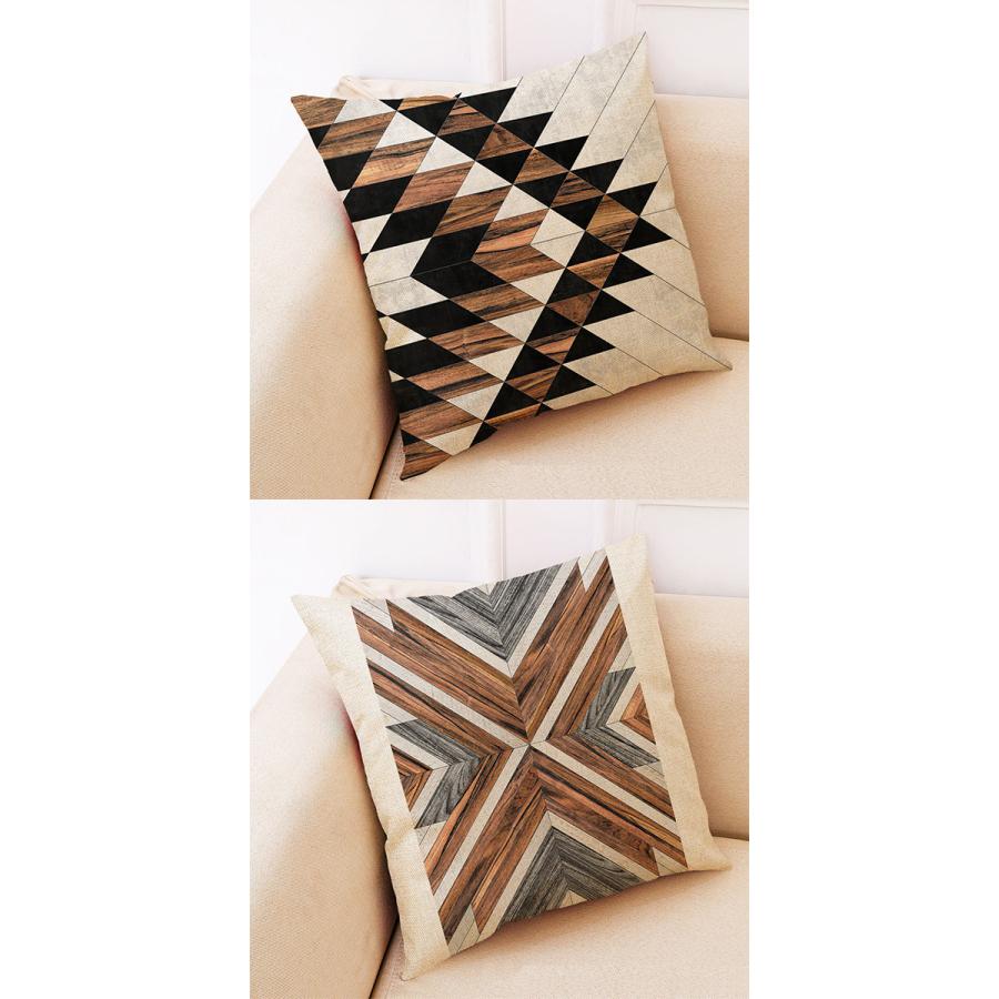 木目柄 デザイン クッションカバー 45×45cm カリフォルニア 木目 寄木