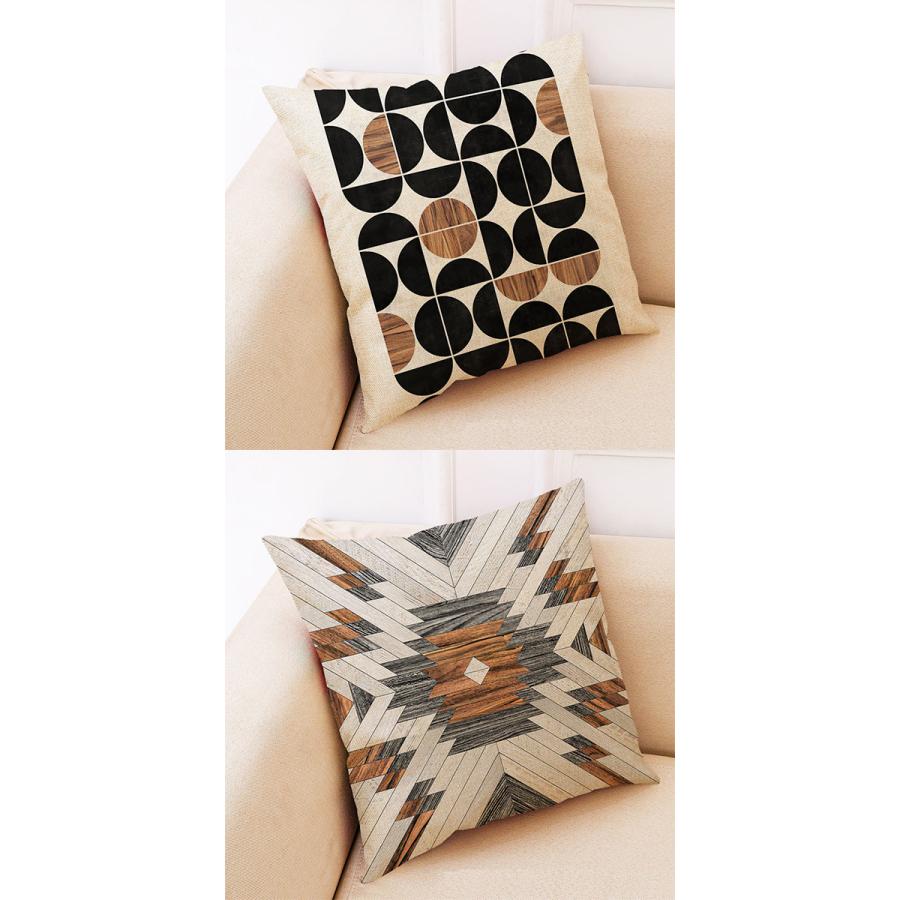 木目柄 デザイン クッションカバー 45×45cm カリフォルニア 木目 寄木