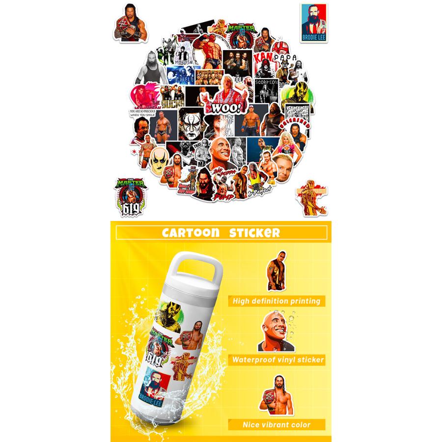 WWE プロレス ステッカー 50枚セット PVC 防水 シール グッズ アメリカ 