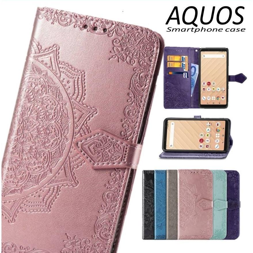 Aquos アクオス  スマホケース 手帳型 カバー カードポケット スタンド機能 ストラップホール スピーカーホール付｜lush-intl