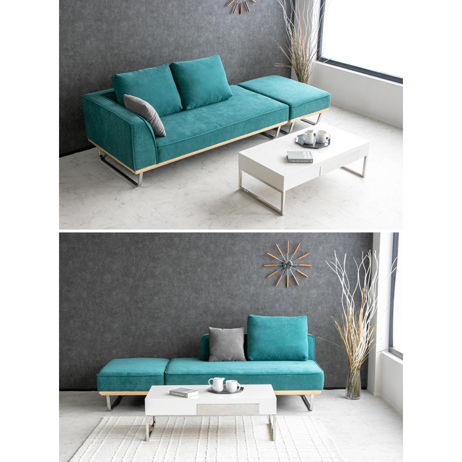 オシャレな1人掛けコーデュロイソファ（オットマン付き）