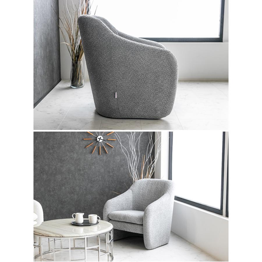 ソファー 1人掛け ブークレ 布 グレー ホワイト 一人掛け 高級 モダン