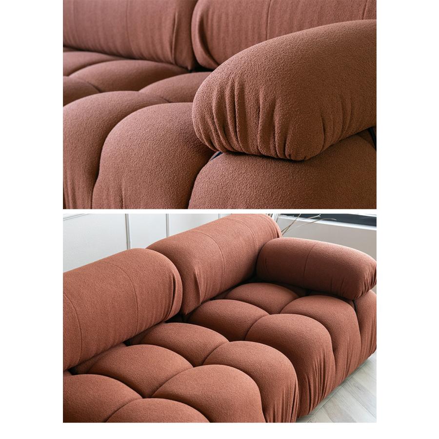 ソファー 180cm もこもこ 2人掛け ホワイト 白 ブークレ ブラウン