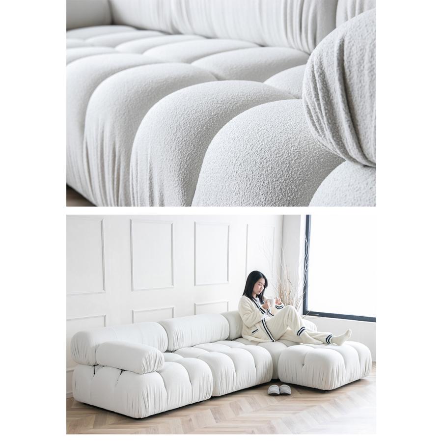 ソファー 180cm もこもこ 2人掛け ホワイト 白 ブークレ ブラウン