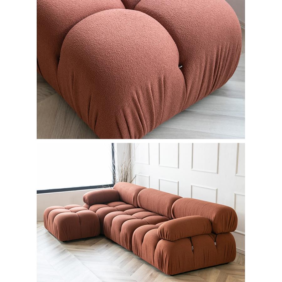 スツール ソファー もこもこ 1人掛け オットマン ホワイト 白 ブークレ