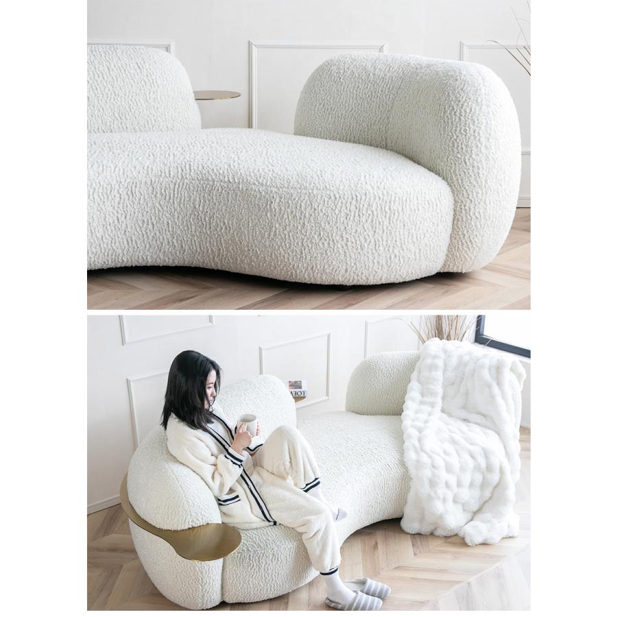 ソファー 3人掛け 4人掛け ブークレ サイドテーブル付き 高級ソファ