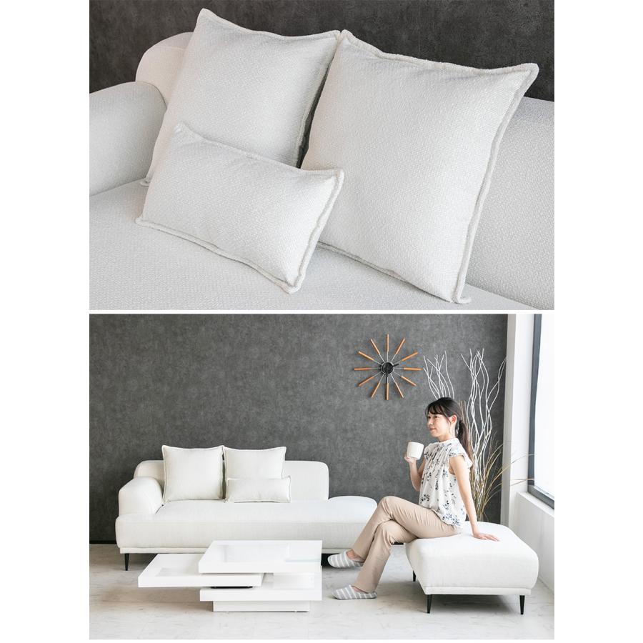 ソファ ソファー ファブリック 3人掛け 片肘 カウチソファ スツール