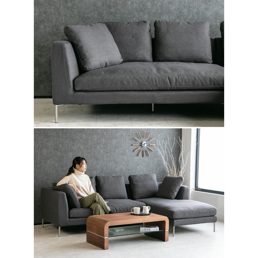 ソファ ソファー ファブリック フェザー 3人掛け カウチソファ L字