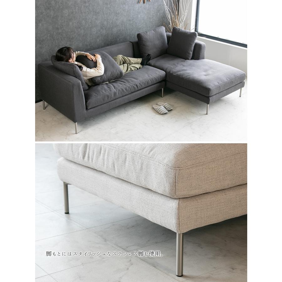 3人掛けファブリックソファ　グレー　フェザークッション ソファ ソファー ファブリック フェザー 3人掛け カウチソファ L字