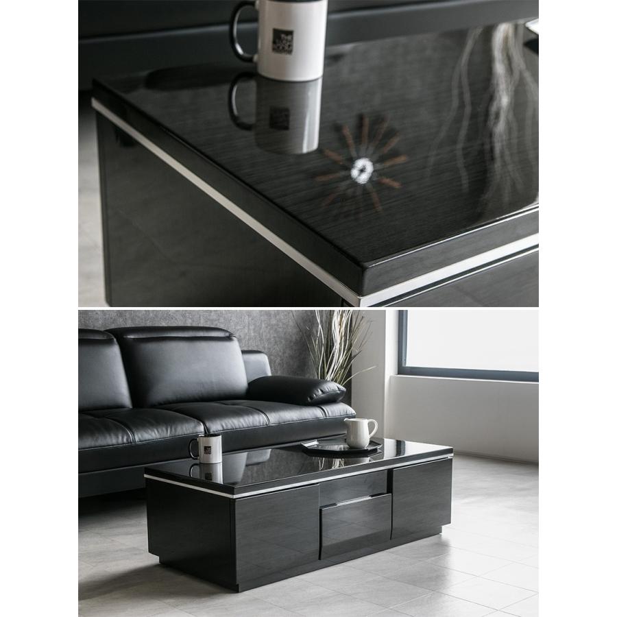 センターテーブル 高級感 モダン ブラック ホワイト 黒 白 110 ローテーブル ハイグロス 鏡面 おしゃれ 高級 木 収納 引き出し 長方形 Lushroom 通販 Yahoo ショッピング