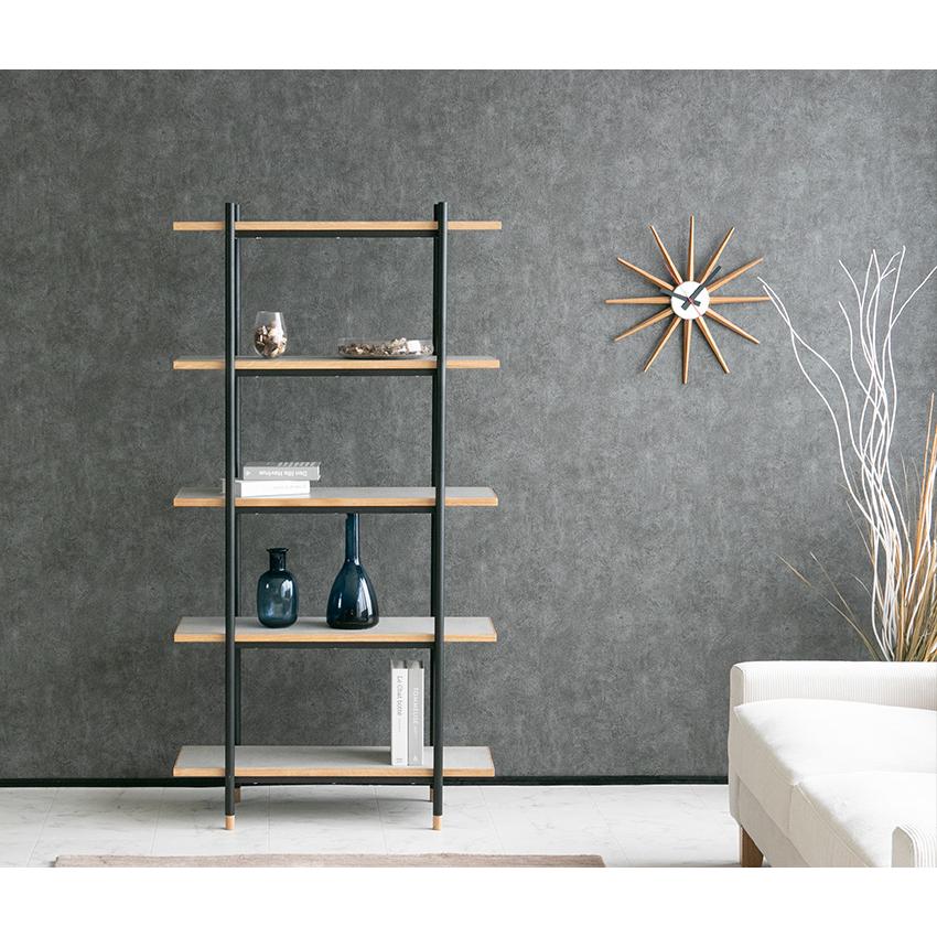 オープンシェルフ 大理石調 おしゃれ ダークグレー ライトグレー