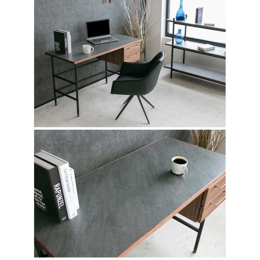 デスク メラミン 石目柄 机 書斎机 パソコンデスク 高級 グレー