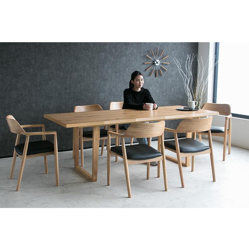 新入荷 ダイニングテーブルセット 6人掛け オーク突板 無垢材 7点セット ダイニングセット ナチュラル モダン ダイニングチェア おしゃれ 高級 210 ブラウン 肘付き 【CEG1960105064】(69900円)