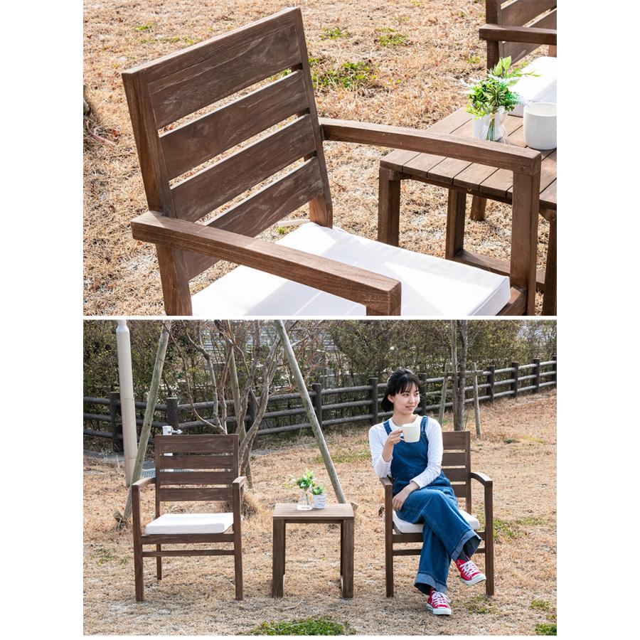 ガーデンチェア 2脚セット チーク 無垢材 チェアー 1人掛け 撥水