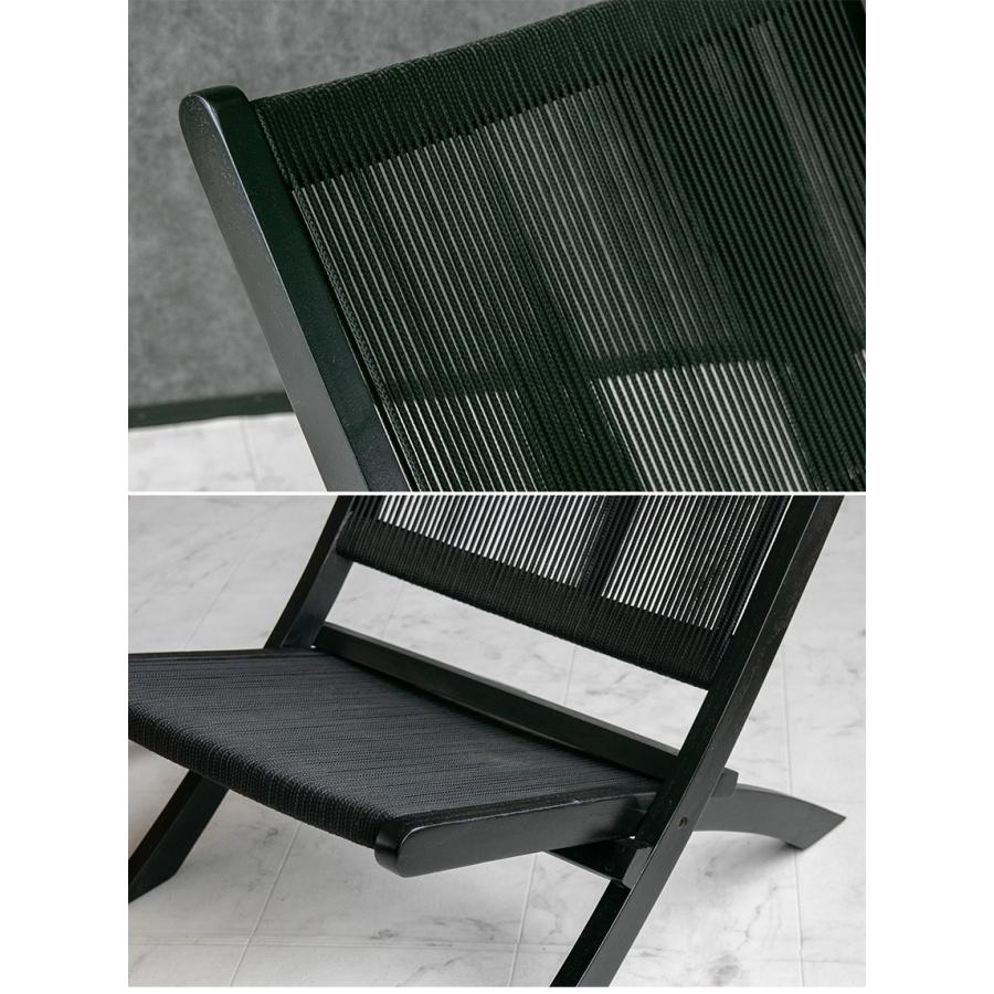 ラウンジチェア スツール付き 1脚 チーク 無垢材 1人掛け ロープ 椅子