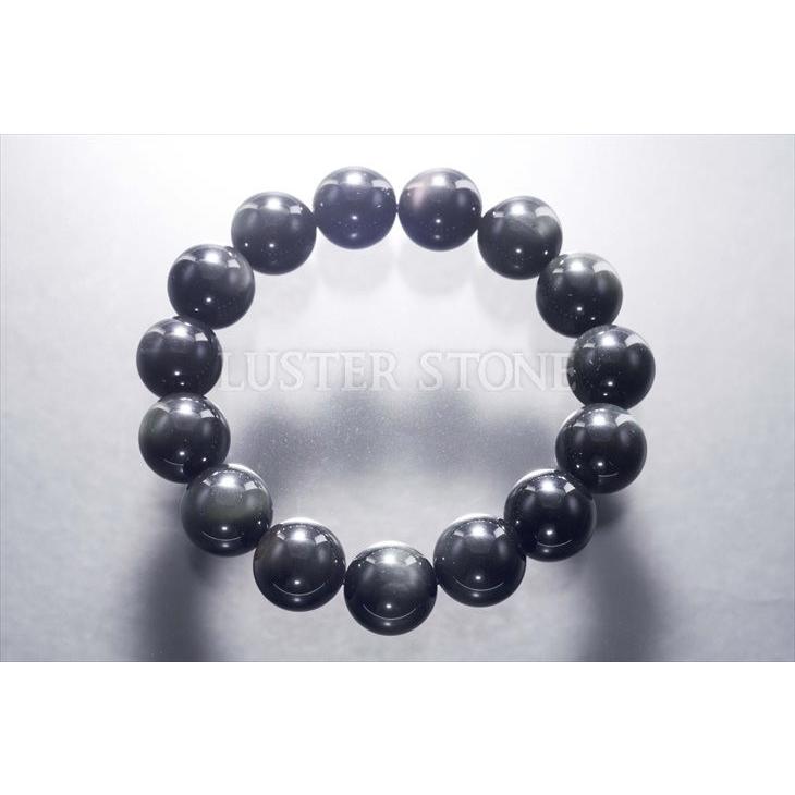 オプシディアンブレスレット　14ミリ　内径16.5 オブシディアン 14mm ブレスレット パワーストーン 天然石 : LUSTER