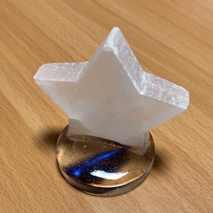 置物 セレナイト 星 スタンド付き ハンドメイド パワーストーン 天然石 