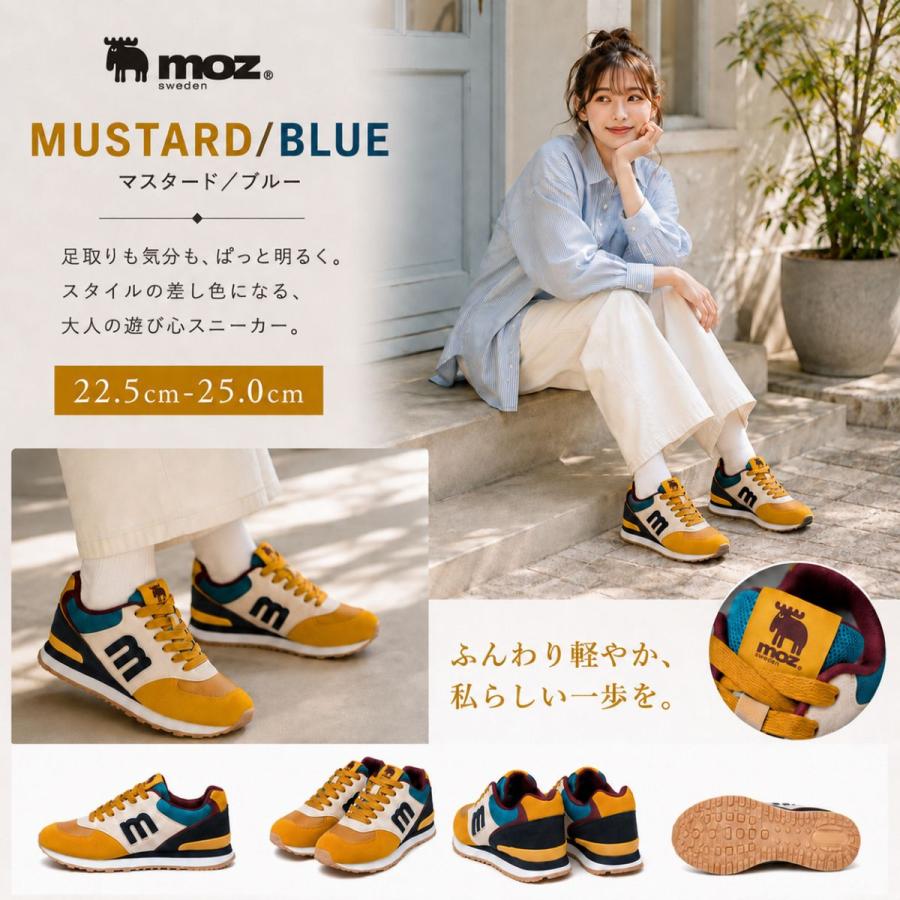 moz（モズ） スニーカー レディース 3E 幅広 軽量 マルチカラー 配色