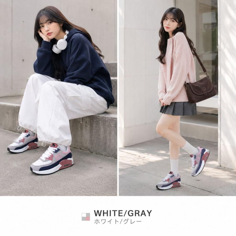 moz（モズ） スニーカー レディース 厚底 エアクッション 3E 幅広 軽量