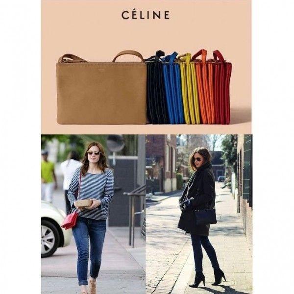 CELINE（セリーヌ） celine TRIO bag ラージ ブラック ボルドー
