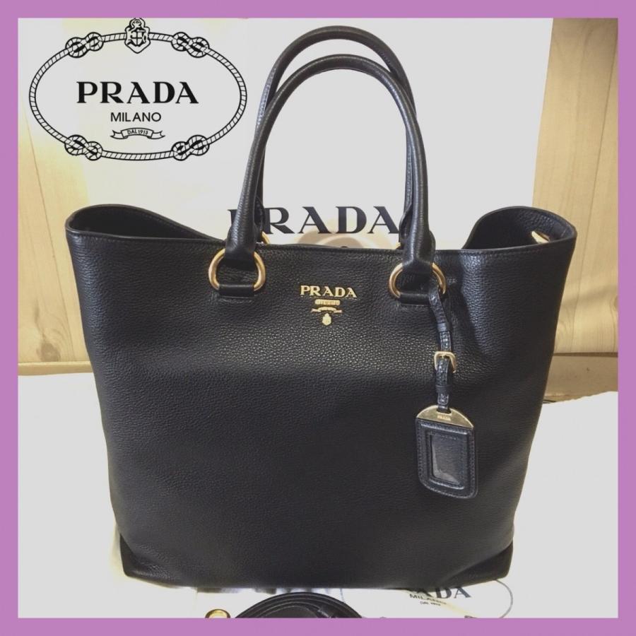 PRADA プラダ　2WAYレザーショルダートートバッグ  ブラック　在庫有り | PRADA