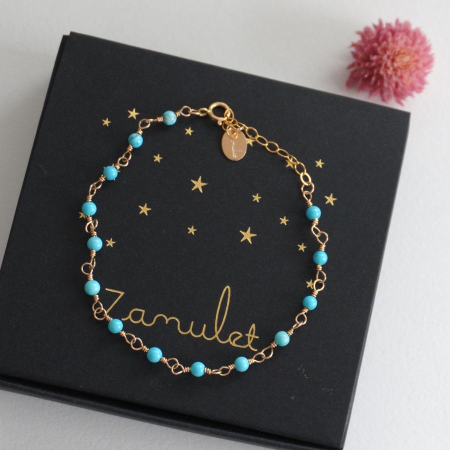 7amulet 14kgf ターコイズ ブレスレット 天然石 k14gf ゴールド