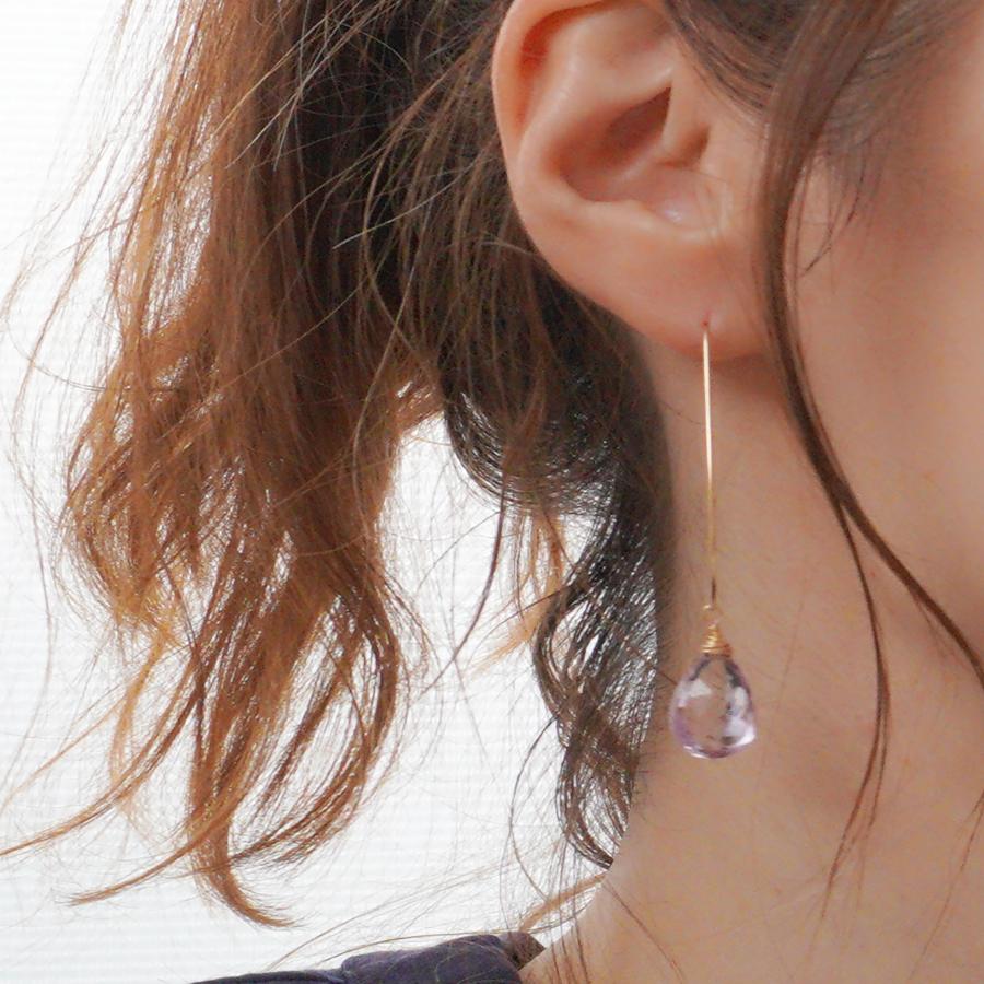 7amulet アメジスト ピアス 金属アレルギー フープ 大粒 ラベンダー 