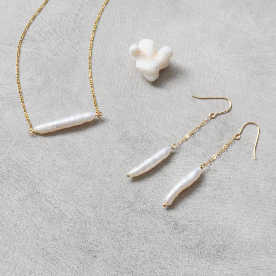 7amulet 14KGF スティック ケシパール ロングピアス : ラブリ - 通販